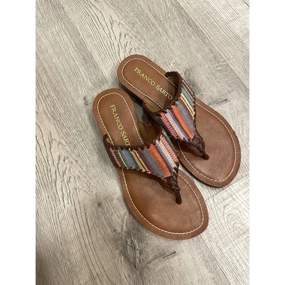 Anthropologie Franco Sarto Boho Serape Are Stripe Sandals size 6 - Picture 2 of 8